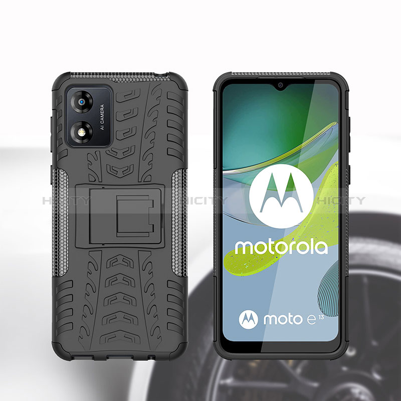 Custodia Silicone e Plastica Opaca Cover con Supporto JX2 per Motorola Moto E13