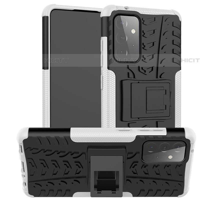 Custodia Silicone e Plastica Opaca Cover con Supporto JX2 per Samsung Galaxy A72 5G Argento