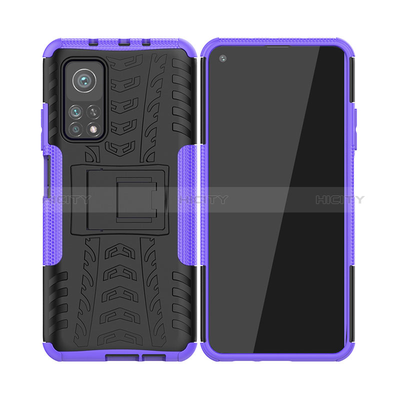 Custodia Silicone e Plastica Opaca Cover con Supporto JX2 per Xiaomi Mi 10T 5G