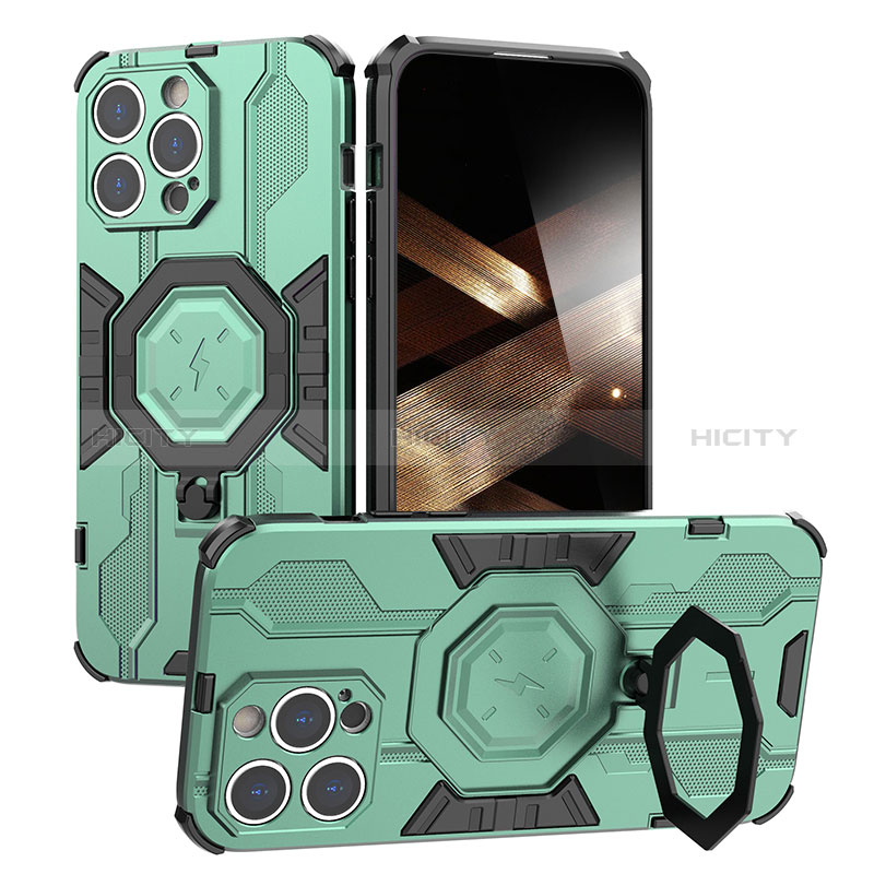 Custodia Silicone e Plastica Opaca Cover con Supporto K01C per Apple iPhone 15 Pro Max
