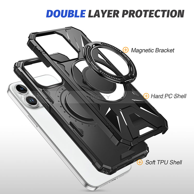 Custodia Silicone e Plastica Opaca Cover con Supporto K02C per Apple iPhone 14 Pro