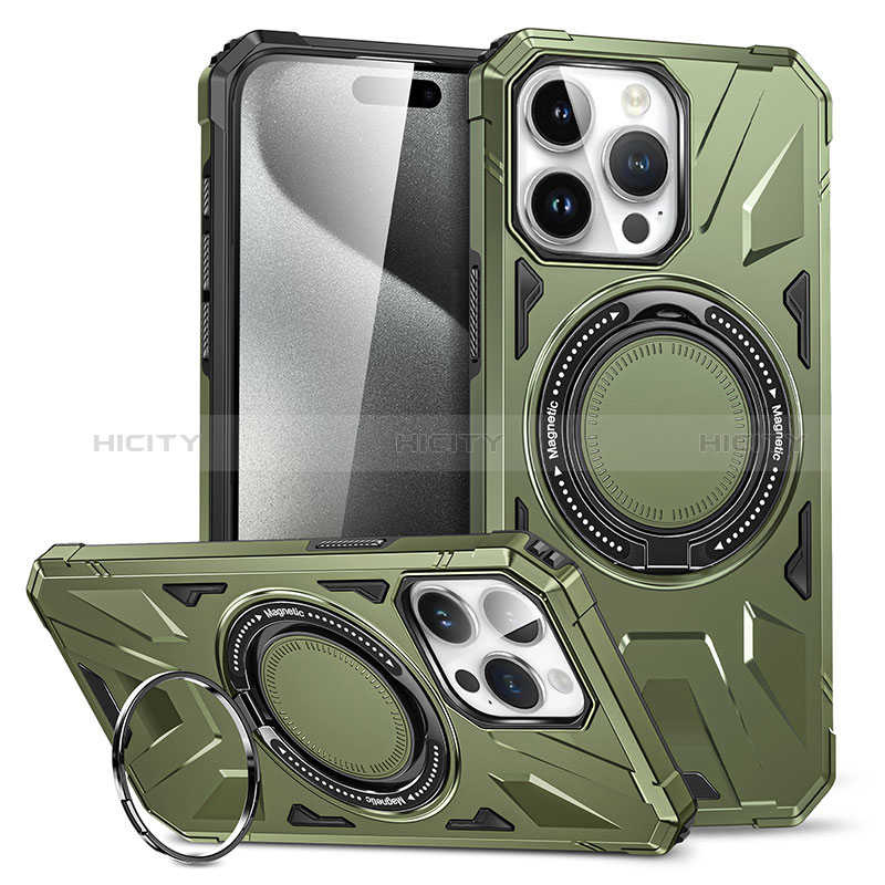 Custodia Silicone e Plastica Opaca Cover con Supporto K02C per Apple iPhone 14 Pro Max