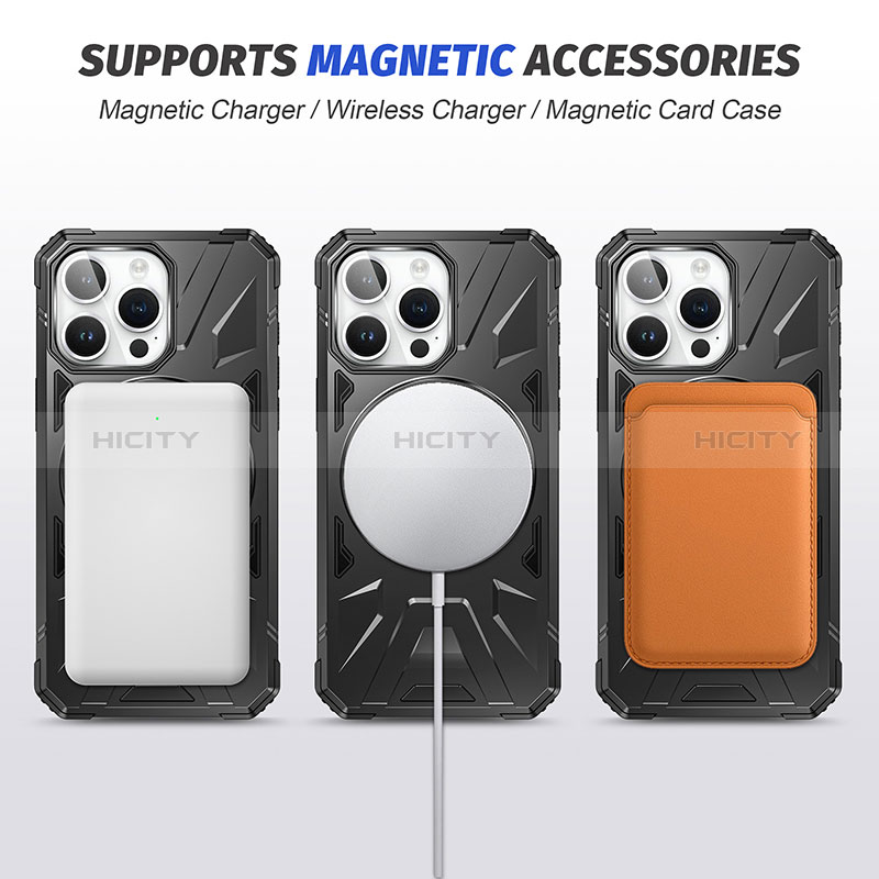 Custodia Silicone e Plastica Opaca Cover con Supporto K02C per Apple iPhone 15 Pro Max