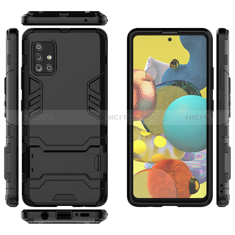 Custodia Silicone e Plastica Opaca Cover con Supporto KC1 per Samsung Galaxy A51 4G