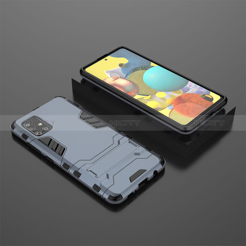 Custodia Silicone e Plastica Opaca Cover con Supporto KC1 per Samsung Galaxy A51 4G Blu
