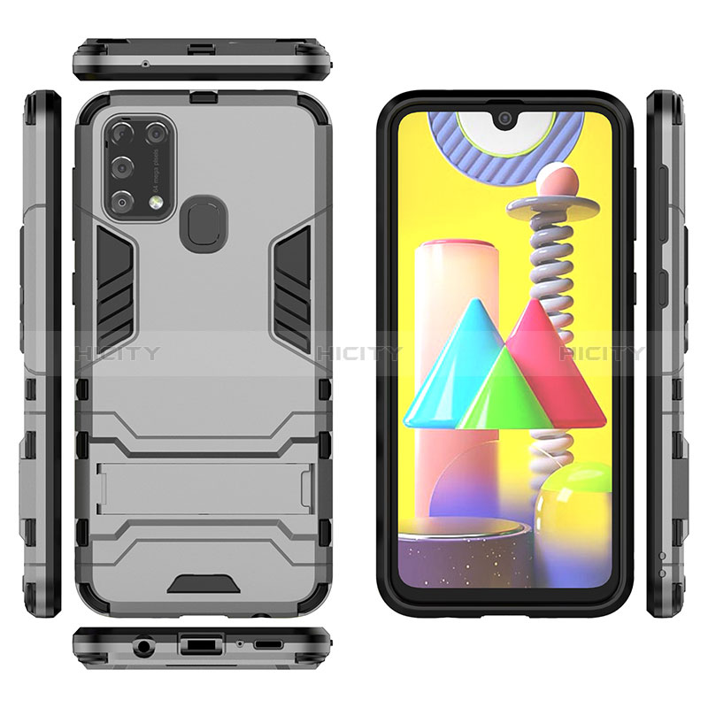 Custodia Silicone e Plastica Opaca Cover con Supporto KC1 per Samsung Galaxy M21s