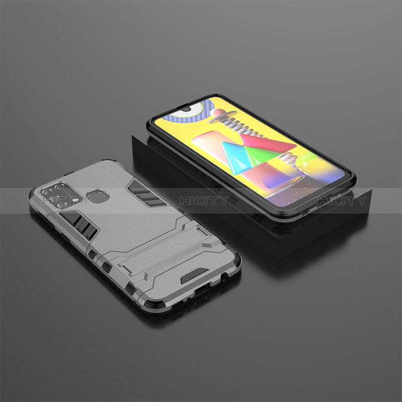 Custodia Silicone e Plastica Opaca Cover con Supporto KC1 per Samsung Galaxy M31 Prime Edition