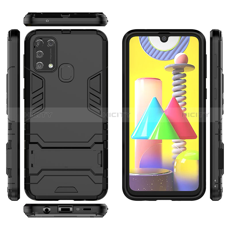 Custodia Silicone e Plastica Opaca Cover con Supporto KC1 per Samsung Galaxy M31 Prime Edition