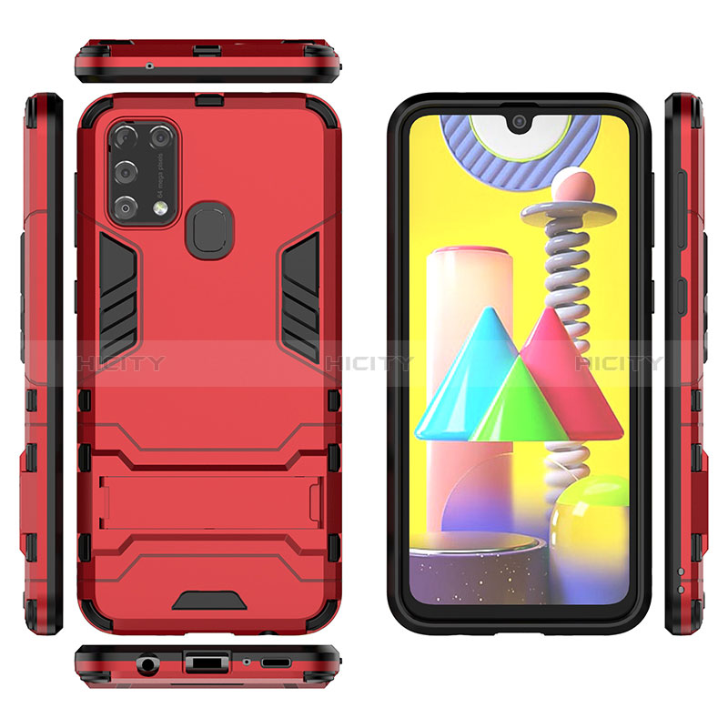 Custodia Silicone e Plastica Opaca Cover con Supporto KC1 per Samsung Galaxy M31 Prime Edition