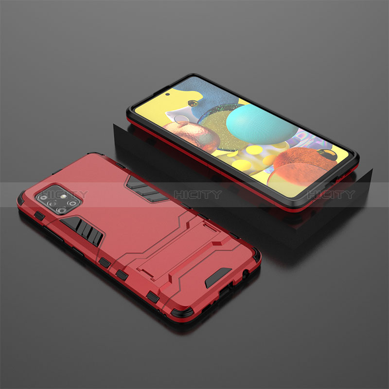 Custodia Silicone e Plastica Opaca Cover con Supporto KC1 per Samsung Galaxy M40S Rosso