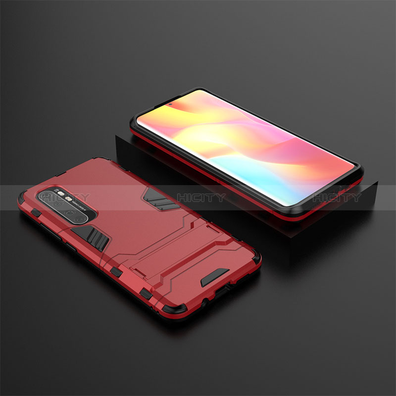 Custodia Silicone e Plastica Opaca Cover con Supporto KC1 per Xiaomi Mi Note 10 Lite