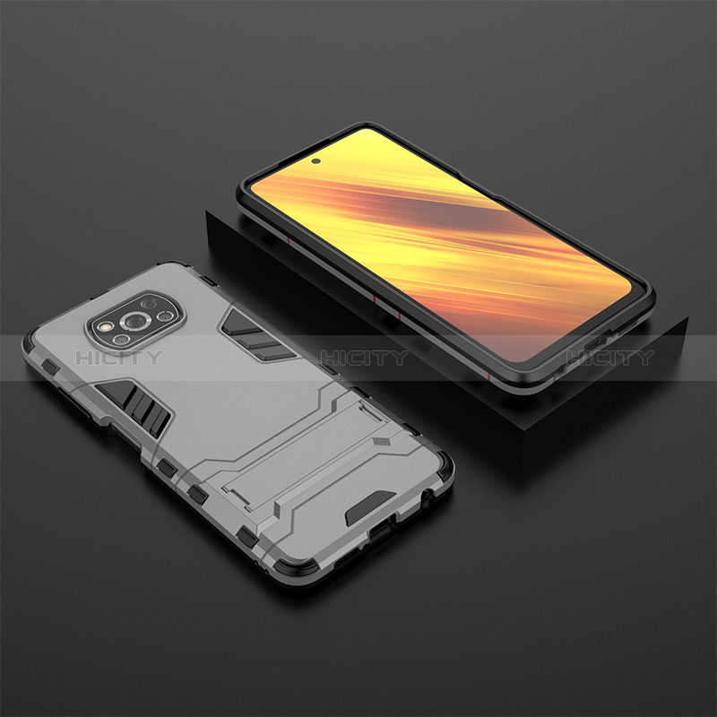 Custodia Silicone e Plastica Opaca Cover con Supporto KC1 per Xiaomi Poco X3 Pro