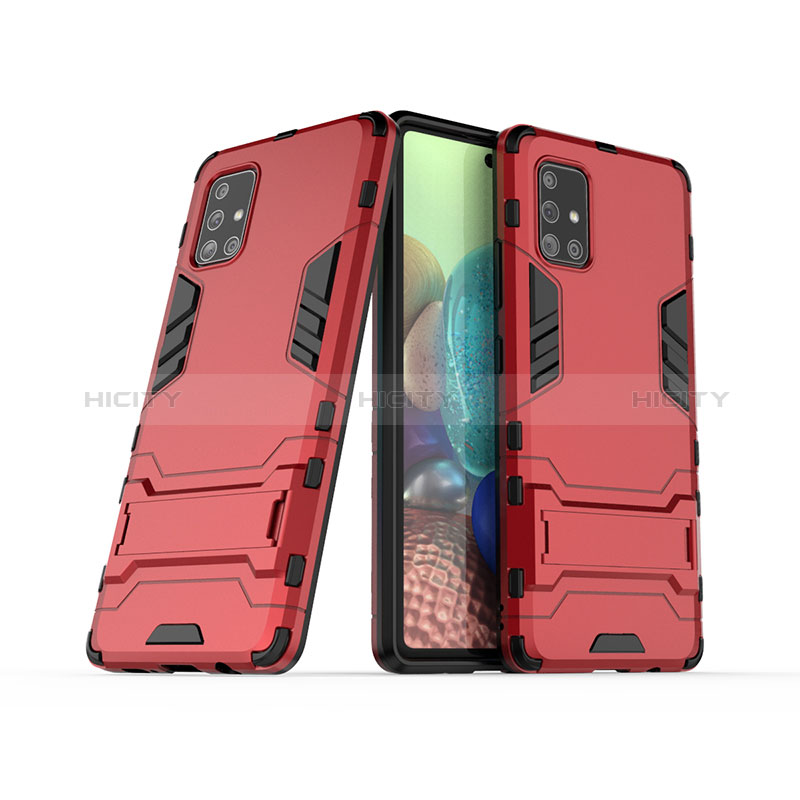 Custodia Silicone e Plastica Opaca Cover con Supporto KC3 per Samsung Galaxy A71 4G A715