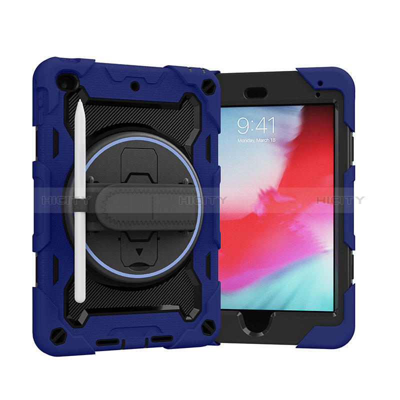 Custodia Silicone e Plastica Opaca Cover con Supporto L01 per Apple iPad Mini 4 Blu