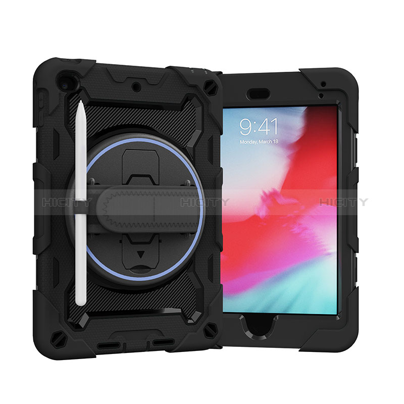 Custodia Silicone e Plastica Opaca Cover con Supporto L01 per Apple iPad Mini 4 Nero