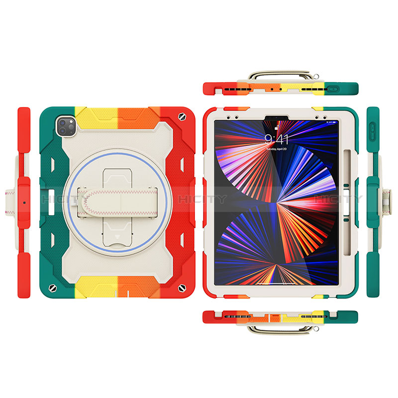 Custodia Silicone e Plastica Opaca Cover con Supporto L01 per Apple iPad Pro 12.9 (2021)