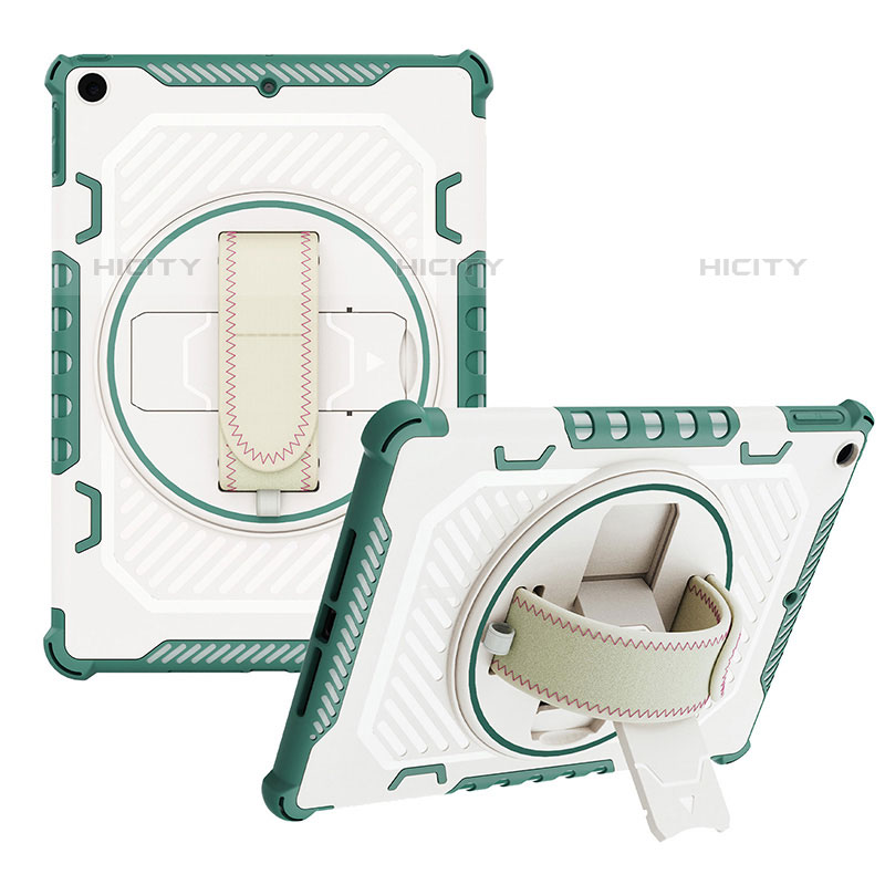 Custodia Silicone e Plastica Opaca Cover con Supporto L07 per Apple iPad 10.2 (2020) Verde