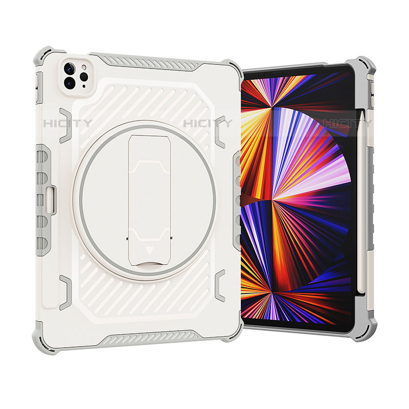Custodia Silicone e Plastica Opaca Cover con Supporto L09 per Apple iPad Pro 11 (2020) Grigio