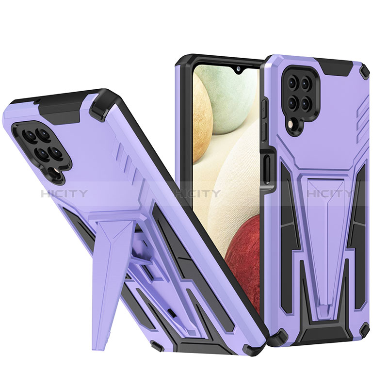 Custodia Silicone e Plastica Opaca Cover con Supporto MQ1 per Samsung Galaxy A12