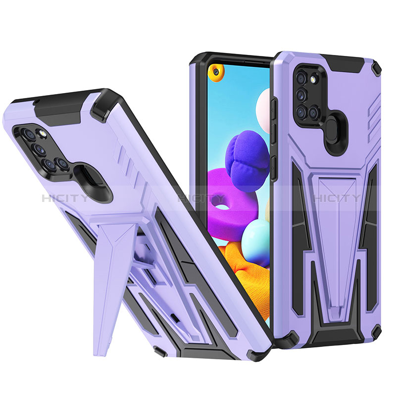 Custodia Silicone e Plastica Opaca Cover con Supporto MQ1 per Samsung Galaxy A21