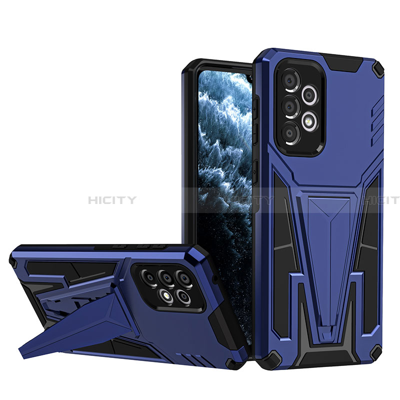 Custodia Silicone e Plastica Opaca Cover con Supporto MQ1 per Samsung Galaxy A33 5G Blu
