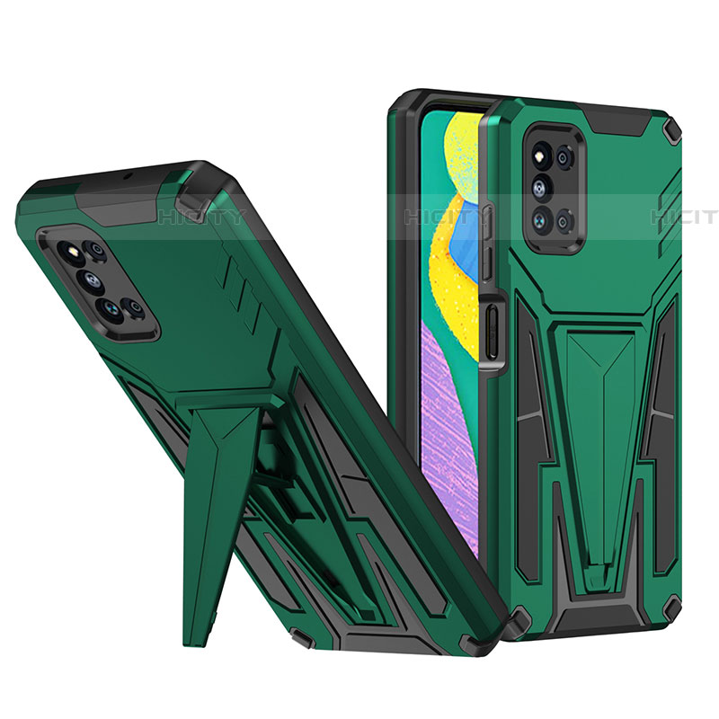 Custodia Silicone e Plastica Opaca Cover con Supporto MQ1 per Samsung Galaxy F52 5G Verde