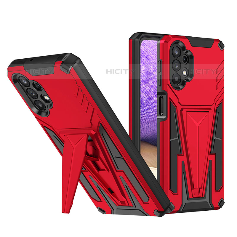 Custodia Silicone e Plastica Opaca Cover con Supporto MQ1 per Samsung Galaxy M32 5G Rosso