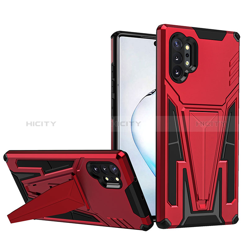 Custodia Silicone e Plastica Opaca Cover con Supporto MQ1 per Samsung Galaxy Note 10 Plus 5G Rosso