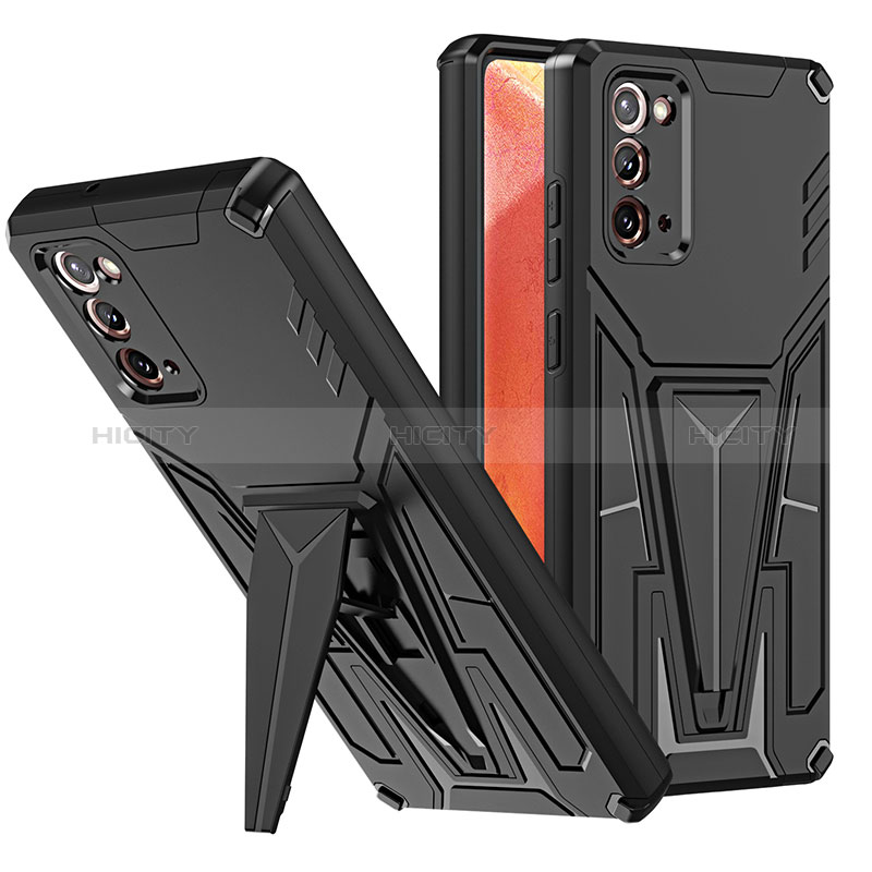 Custodia Silicone e Plastica Opaca Cover con Supporto MQ1 per Samsung Galaxy Note 20 5G Nero