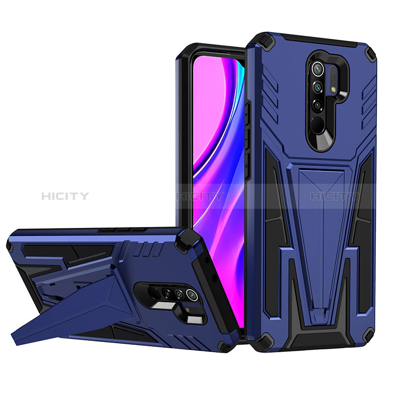 Custodia Silicone e Plastica Opaca Cover con Supporto MQ1 per Xiaomi Redmi 9 Prime India