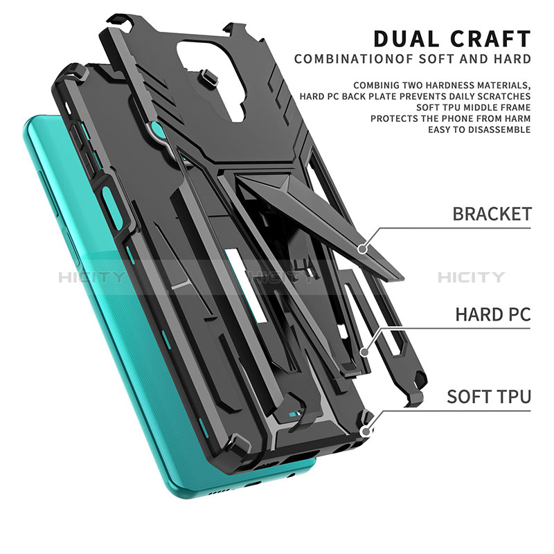 Custodia Silicone e Plastica Opaca Cover con Supporto MQ1 per Xiaomi Redmi Note 9 Pro