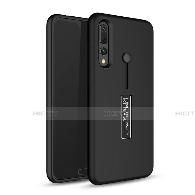 Custodia Silicone e Plastica Opaca Cover con Supporto P01 per Huawei P20 Pro Nero