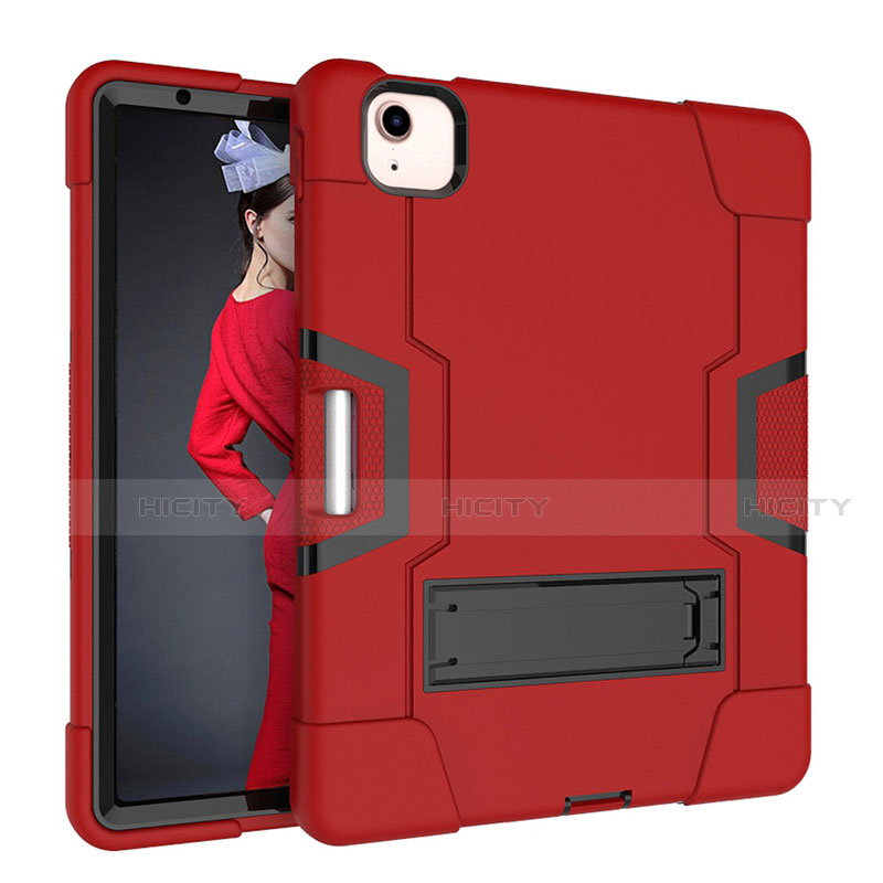 Custodia Silicone e Plastica Opaca Cover con Supporto per Apple iPad Air 4 10.9 (2020) Rosso