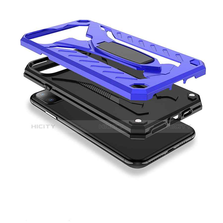 Custodia Silicone e Plastica Opaca Cover con Supporto per Apple iPhone 11 Pro Max