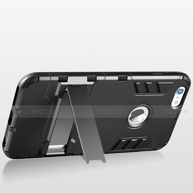 Custodia Silicone e Plastica Opaca Cover con Supporto per Apple iPhone 6S