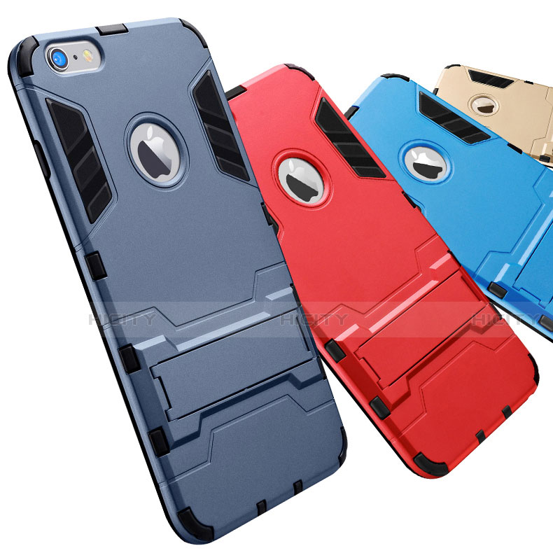 Custodia Silicone e Plastica Opaca Cover con Supporto per Apple iPhone 6S Plus