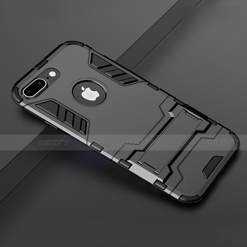 Custodia Silicone e Plastica Opaca Cover con Supporto per Apple iPhone 7 Plus