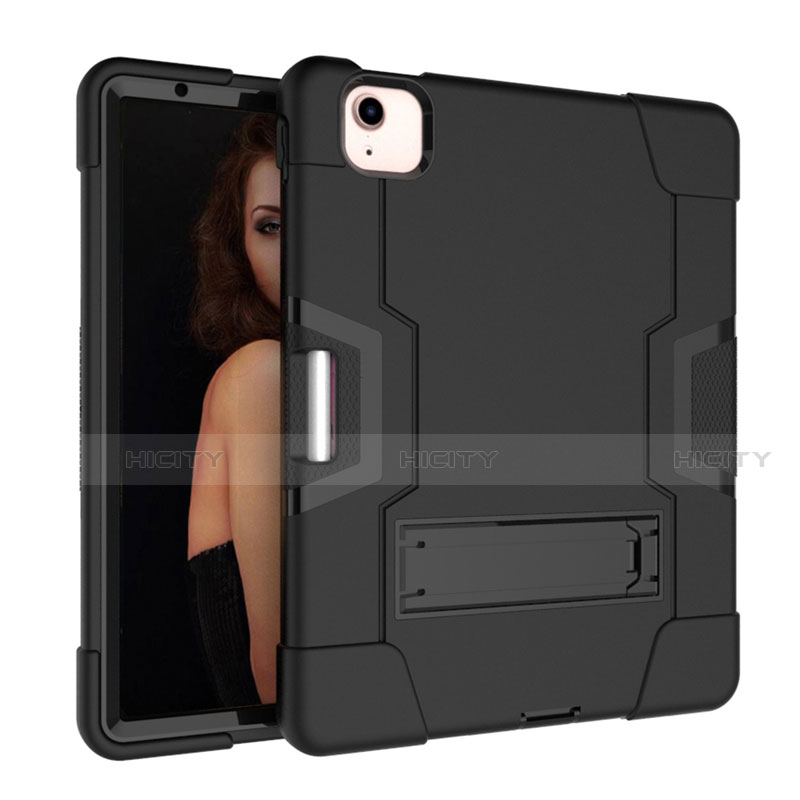 Custodia Silicone e Plastica Opaca Cover con Supporto per Apple New iPad Air 10.9 (2020) Nero