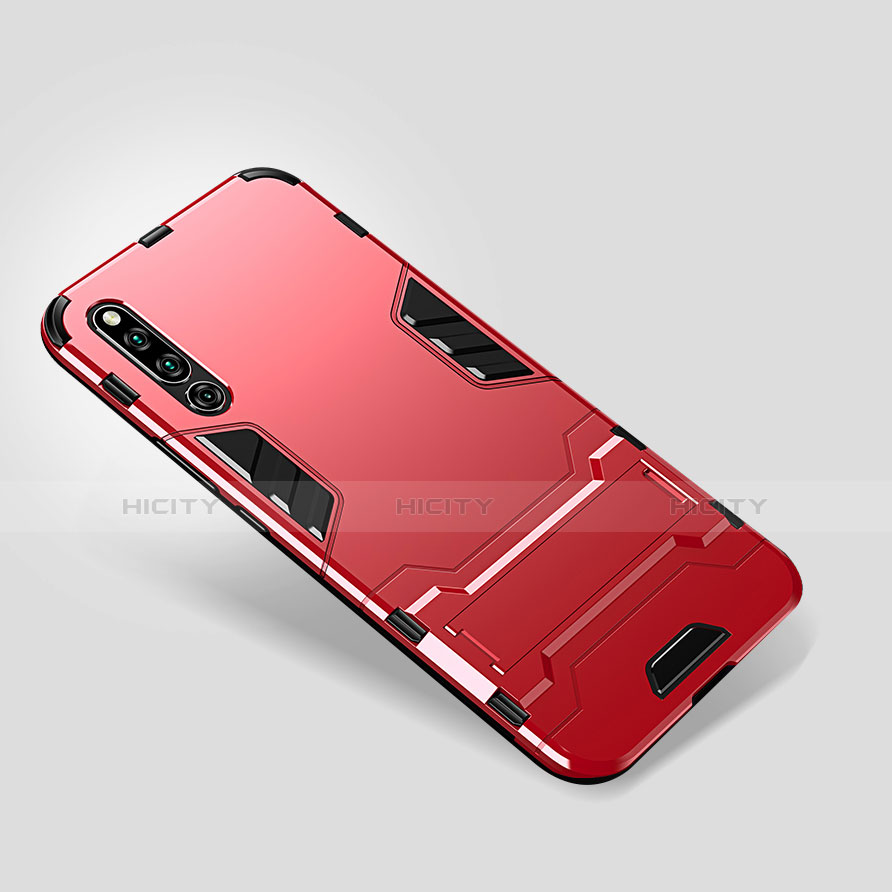 Custodia Silicone e Plastica Opaca Cover con Supporto per Huawei Honor Magic 2 Rosso