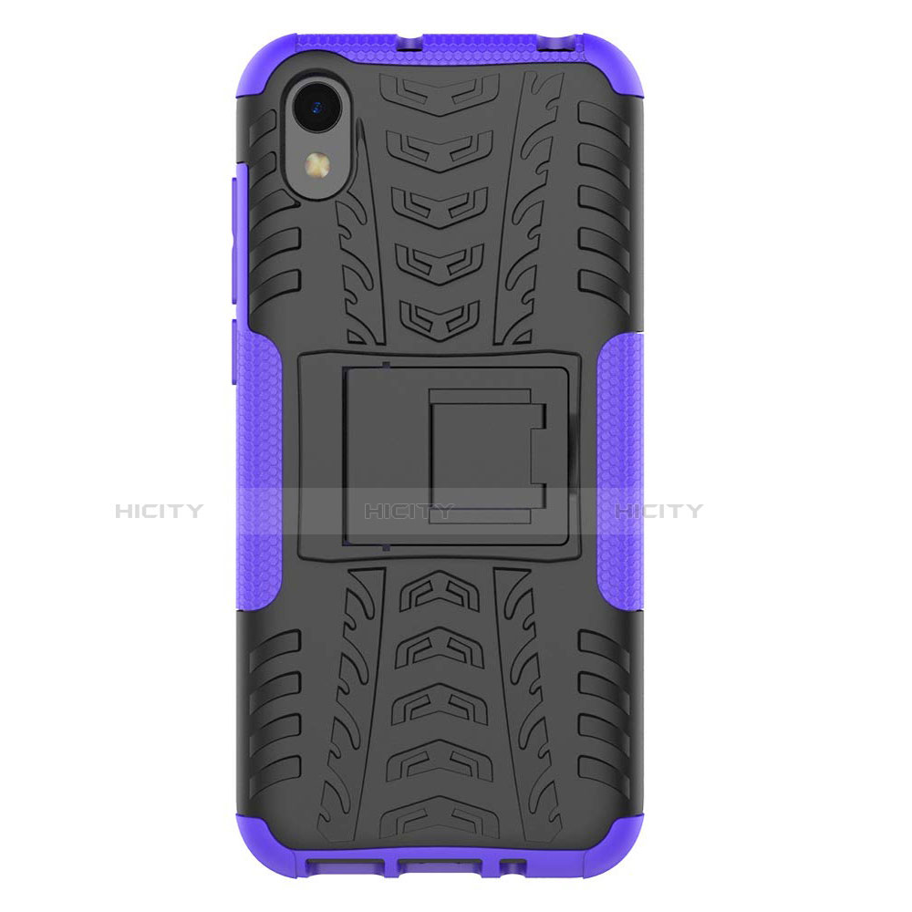 Custodia Silicone e Plastica Opaca Cover con Supporto per Huawei Honor Play 8 Viola