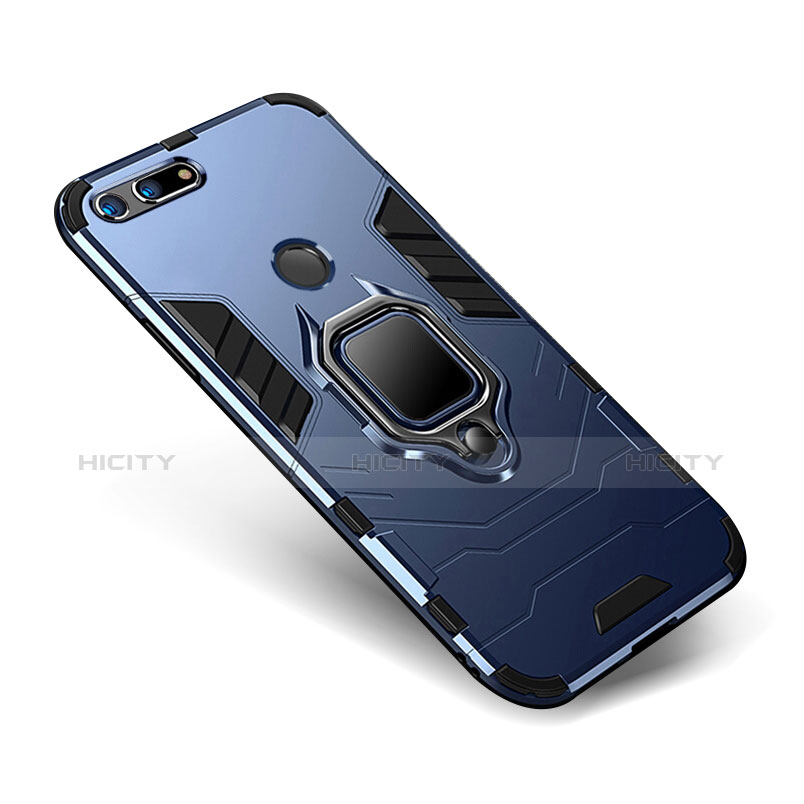 Custodia Silicone e Plastica Opaca Cover con Supporto per Huawei Honor V20 Blu