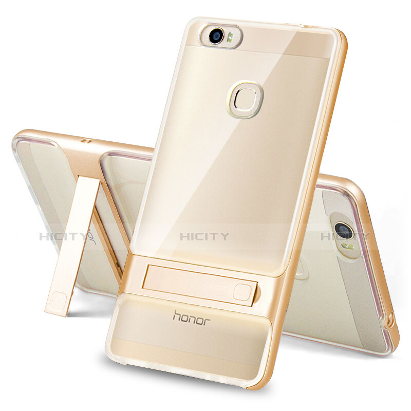 Custodia Silicone e Plastica Opaca Cover con Supporto per Huawei Honor V8 Max Oro