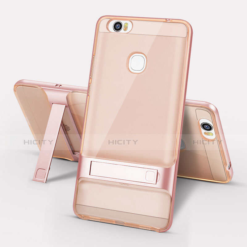 Custodia Silicone e Plastica Opaca Cover con Supporto per Huawei Honor V8 Max Oro Rosa