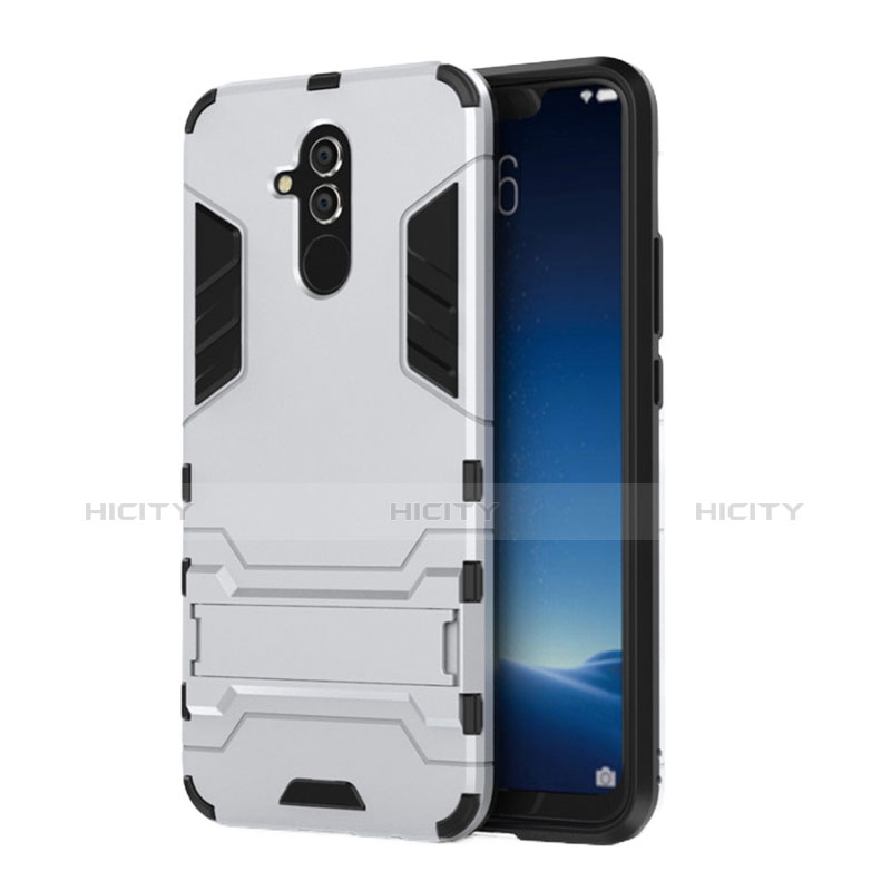 Custodia Silicone e Plastica Opaca Cover con Supporto per Huawei Maimang 7 Bianco