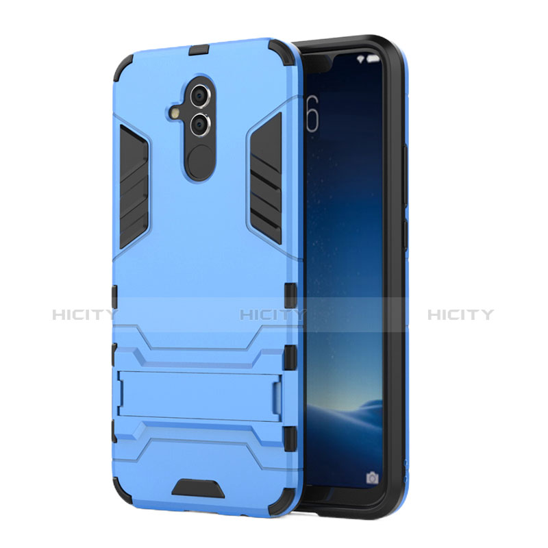 Custodia Silicone e Plastica Opaca Cover con Supporto per Huawei Maimang 7 Blu