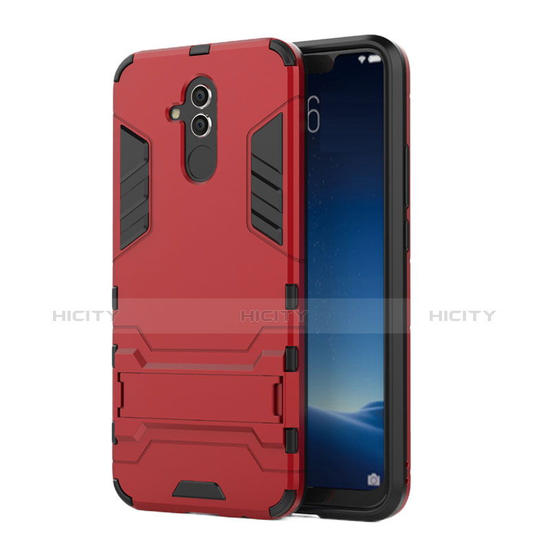 Custodia Silicone e Plastica Opaca Cover con Supporto per Huawei Maimang 7 Rosso