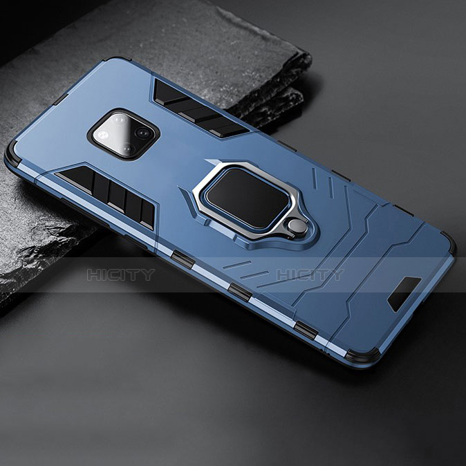 Custodia Silicone e Plastica Opaca Cover con Supporto per Huawei Mate 20 Blu