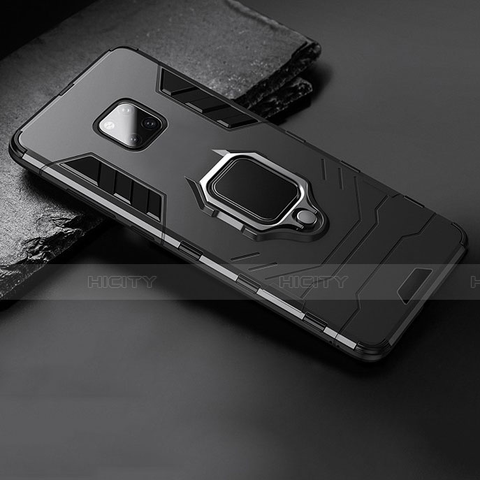 Custodia Silicone e Plastica Opaca Cover con Supporto per Huawei Mate 20 Nero