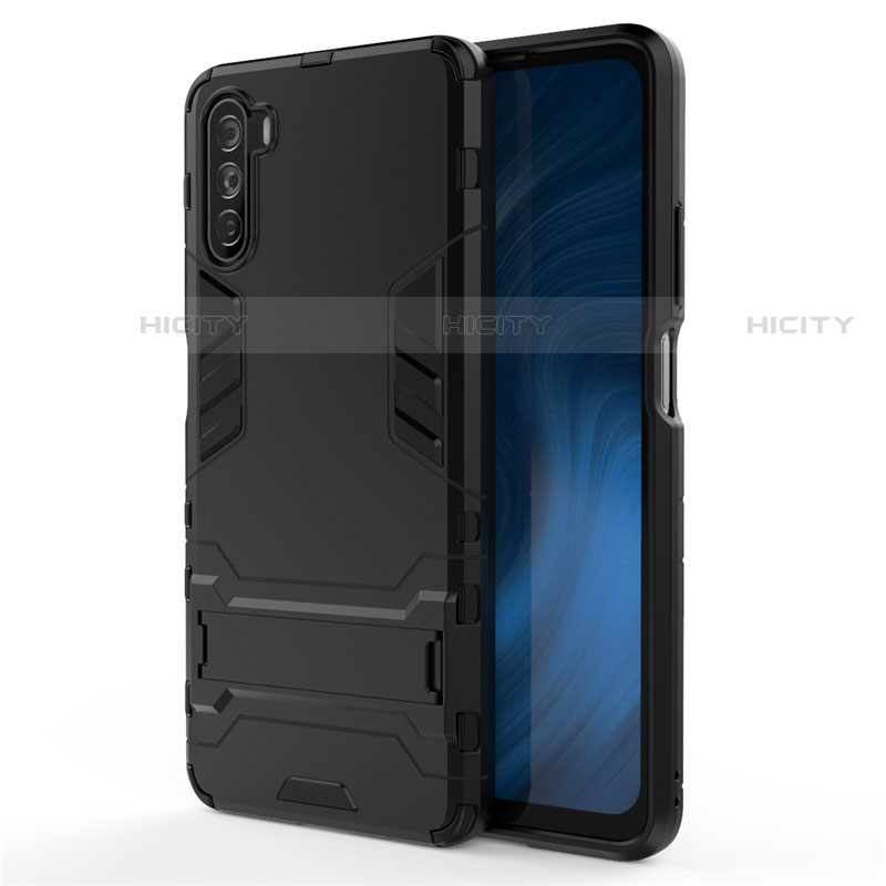 Custodia Silicone e Plastica Opaca Cover con Supporto per Huawei Mate 40 Lite 5G Nero