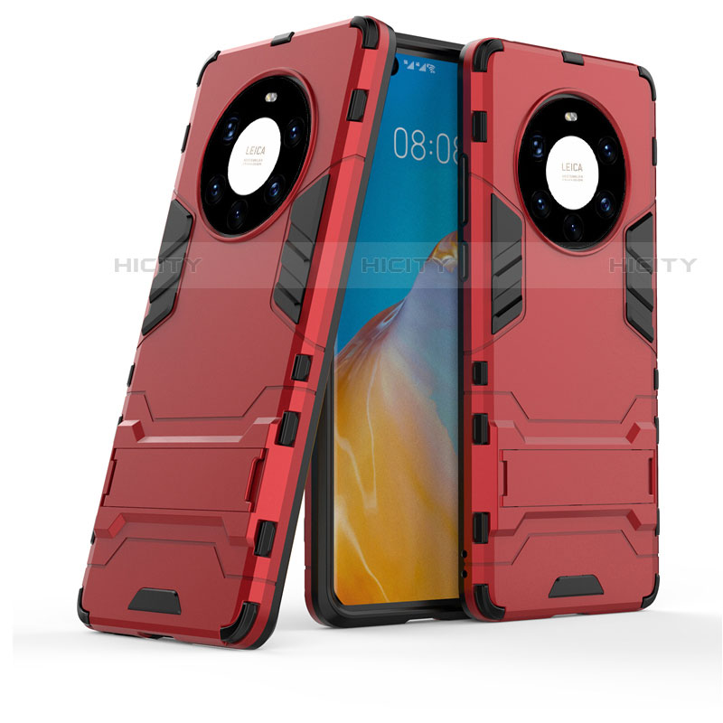 Custodia Silicone e Plastica Opaca Cover con Supporto per Huawei Mate 40 Pro+ Plus